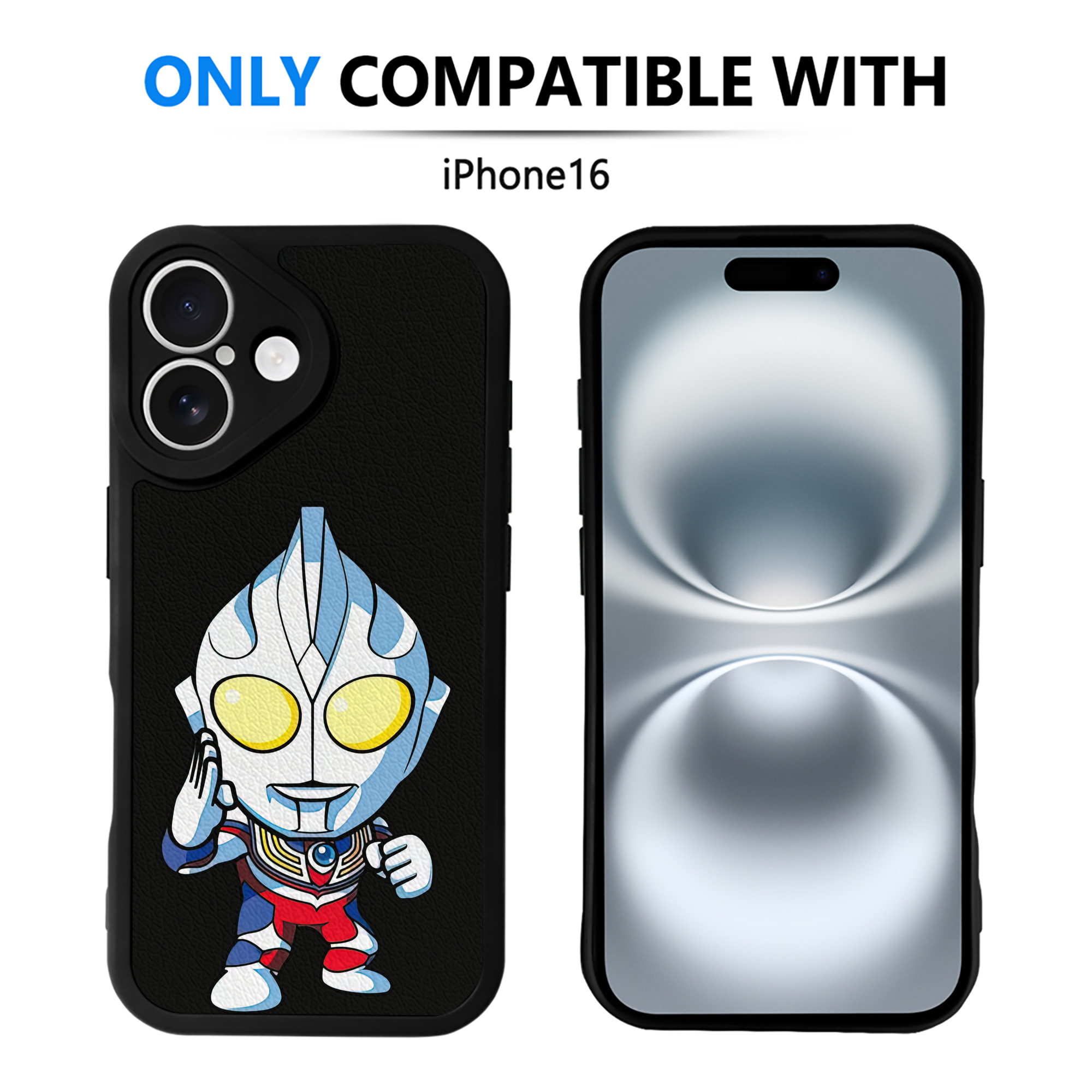 （画像用） ウルトラマン Ultraman 【iPhone 16シリーズ対応】シリコンスマホケース（レザー調） 材質：シリコン